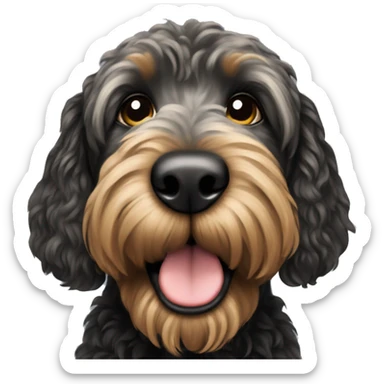 Black golden doodle dog sticker