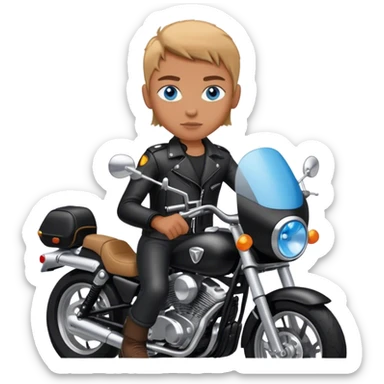 Blue eyed Person in black leather on motorcycle sticker