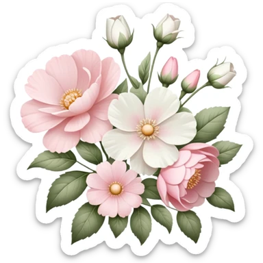 White and pink romantic vintage aesthetic  sticker