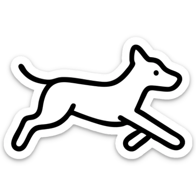 simple line drawing style running dog, clean lines sticker
