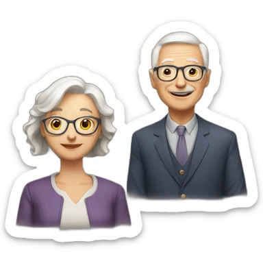 Old classmates together with older teacher sticker