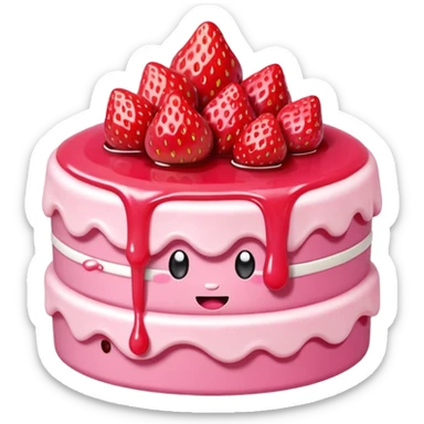  pink runny gooey strawberry jam kawaii cake sticker