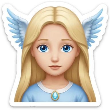 girl whit long blond hair, blu eyes and an angelic face sticker