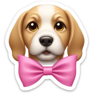 Dog wearing pink bow  sticker