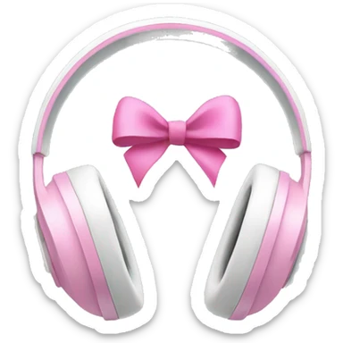 White headphones with two pink bows sticker