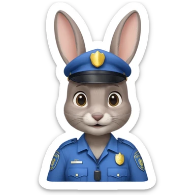 Judy Hopps (gray rabbit with a police suit, without a cap, big ear) from the Zootopia Disney movie sticker