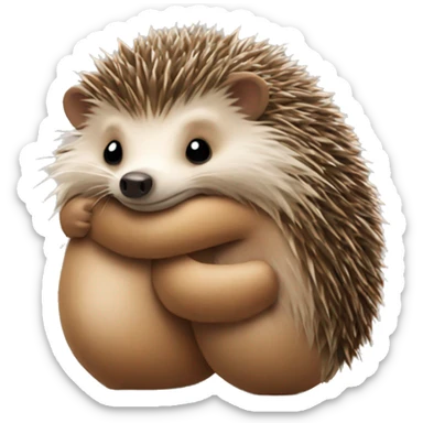 hedgehog hugging a teddy bear sticker