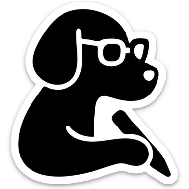 A dog with glasses is writing something sticker