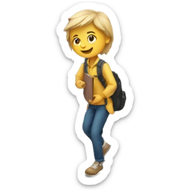 a white student making a step upstairs sticker