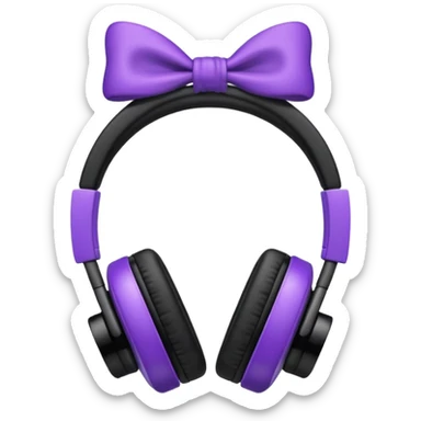 apple headphoness with bow on the right side black and purple  sticker