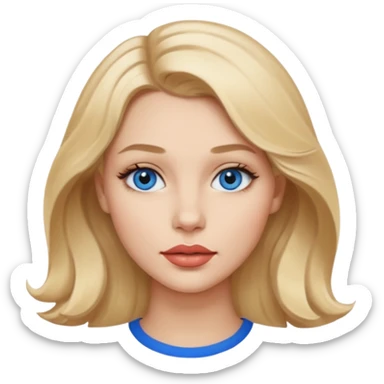 blondynka lekko krecone wlosy i niebieskie oczy obrysowane usta na jasny braz mloda sticker