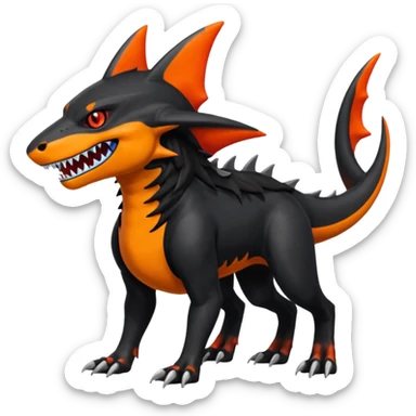 4-legged digitigrade land-shark-landhai-gremz-wickerbeast-vernid-sergal-sharpedo-houndoom-hybrid-fusion-creature, full body sticker