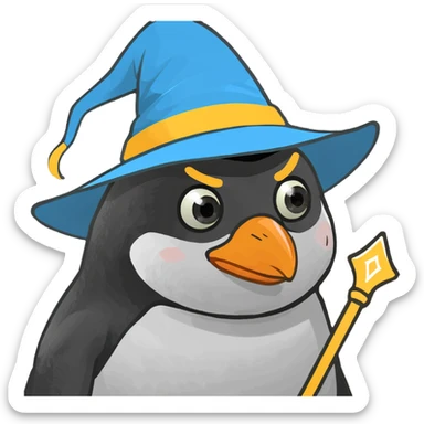 A cute penguin wizard sticker