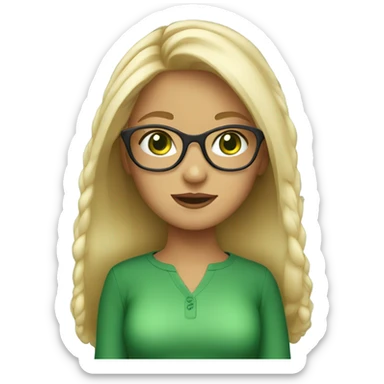 Blonde girl wearing glasses with green eyes sticker