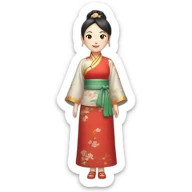 Chinese lady wear Chinese traditional clothes sticker