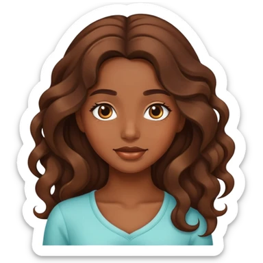 beautiful brown skin girl with long wavy brown hair  sticker