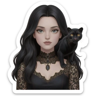 Gothic girl with black panther sticker