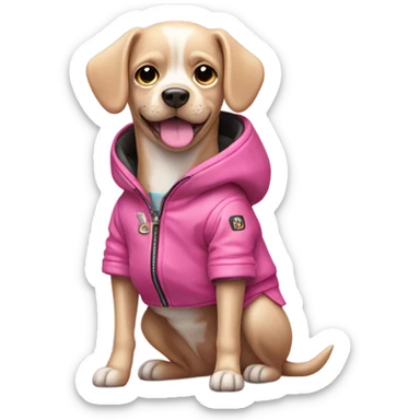 Pink dog with jacket sticker
