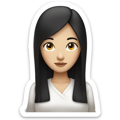 a chinese woman with straight long black hair and black eyes sticker