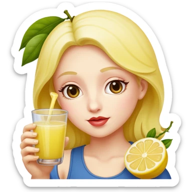 The Rosa roxburghii fruit is personified and then drinks lemon juice. sticker