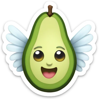 Cute Avocado with angel halo and wings sticker