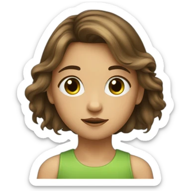 Fille de 11 ans avec des cheveux brun et des yeux vert sticker
