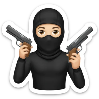 Un emoji con una balaclava negra con una pistola en la mano sticker