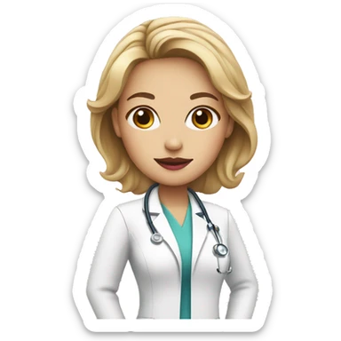 white female doctor with pink lips sticker