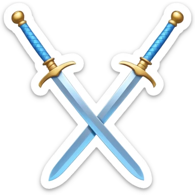 dual swords with blue handles, emoji style, similar to the closed coffee cup emoji style sticker