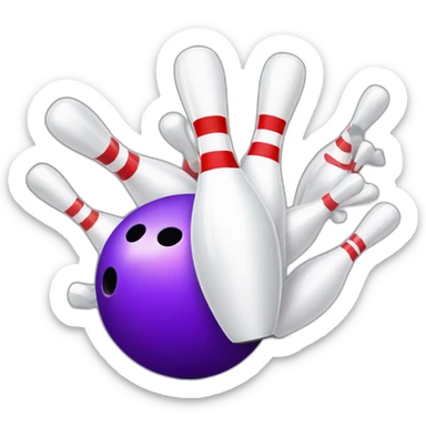 bowling ball is knocking down 3 pins sticker
