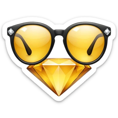 black glasses with diamond and golden in the back sticker