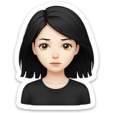 disheveled hair woman with black hair sticker