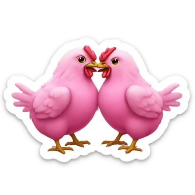 Pink chickens kissing  sticker