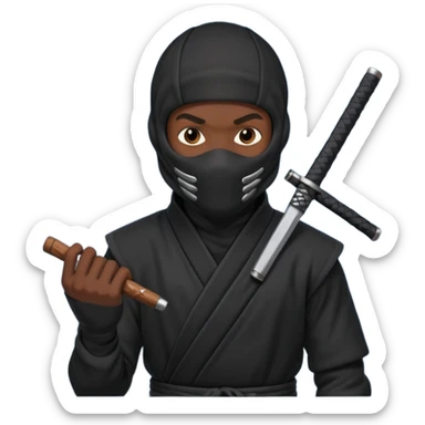 Black man wearing a ninja suit holding a blunt  sticker