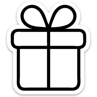 wrapped gift icon, minimal, focus on recognizable shape sticker