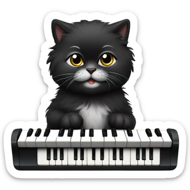 Little 3 year old black Persian playing a keyboard  sticker
