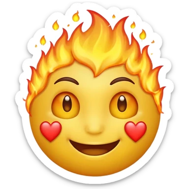 Happy emoji with fire in eyes instead of hearts sticker