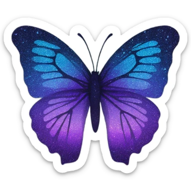 butterfly purple blue gradient glitter sticker