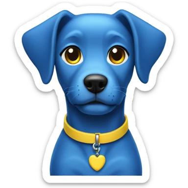  blue female dog with yellow collar sticker