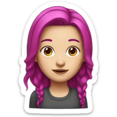 White girl with a magenta hair sticker