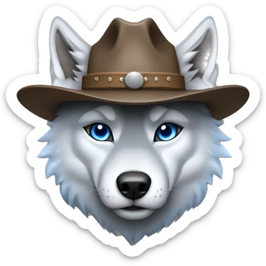 Wolf with cowboy hat Gray With white Lightsaber Blue eyes  sticker