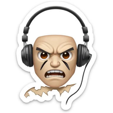 Gamer rage face with broken headset sticker