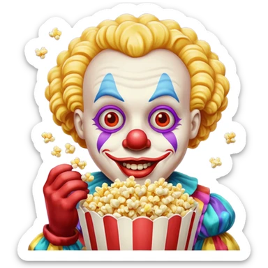 Clown eating popcorn  sticker