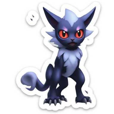 Edgy Cool Kawaii Litten-Noibat-Absol-Pokémon-Fakémon Full Body sticker