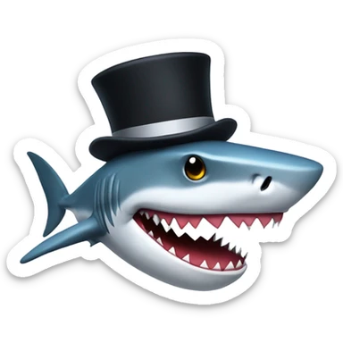 Shark with a top hat sticker