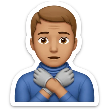 Man with hands gripped around NECK crossed like he is choking sticker
