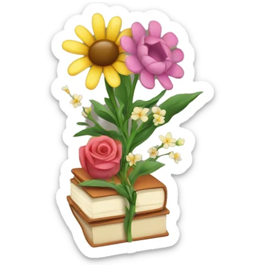 Books with flowers  sticker