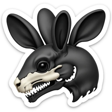 Tête de lapin squelette noire de profil avec des G à la place des yeux  sticker