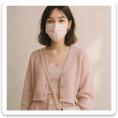 aesthetic girl wearing a face mask, stylish, modern, soft colors, trendy fashion, visually appealing sticker