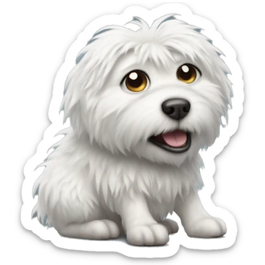 UGLY UGLYCrusty full body fluffy white dog ugly rat dog  sticker